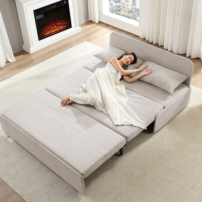 Mixoy Full/Queen Size Sofa Bed,2 in 1 Convertible Linen 1-Seater/Loveseat Sleeper Sofa Couch with Cushions