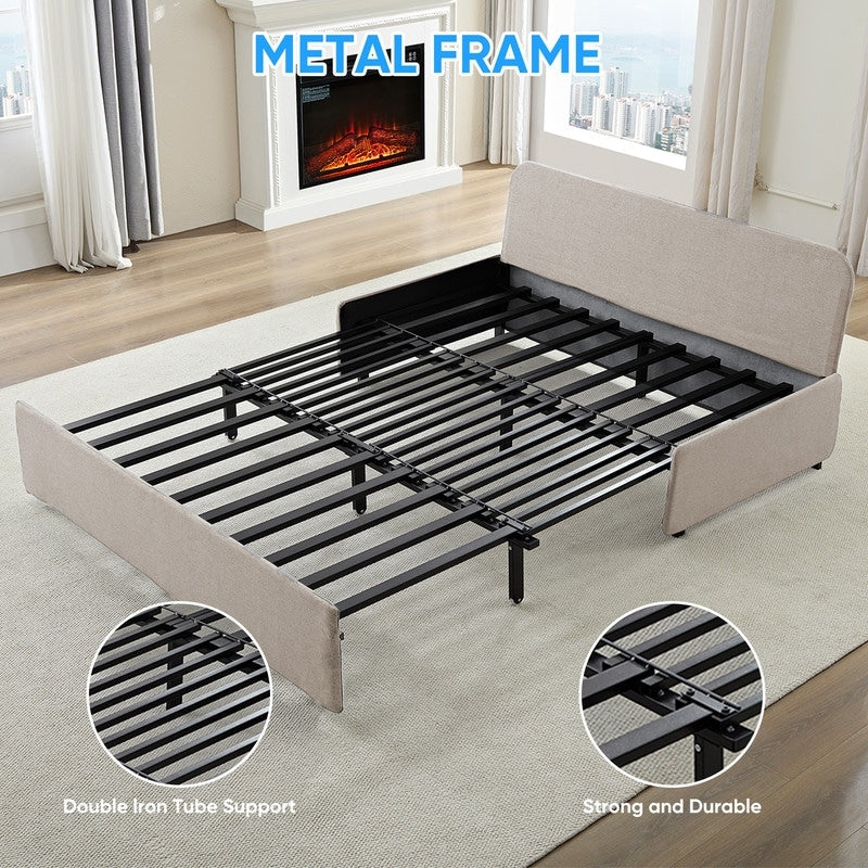 Mixoy Full/Queen Size Sofa Bed,2 in 1 Convertible Linen 1-Seater/Loveseat Sleeper Sofa Couch with Cushions