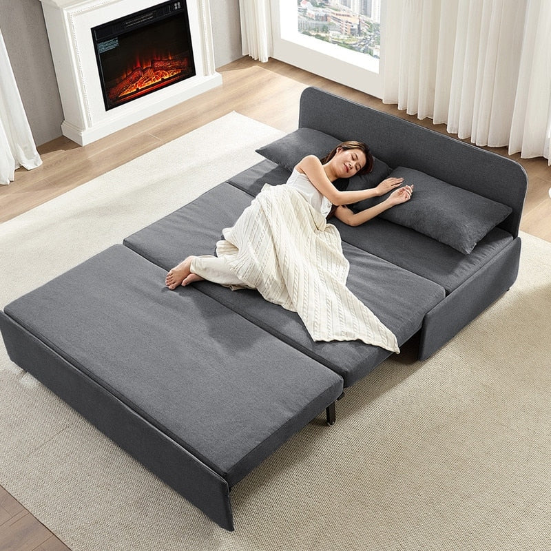 Mixoy Full/Queen Size Sofa Bed,2 in 1 Convertible Linen 1-Seater/Loveseat Sleeper Sofa Couch with Cushions