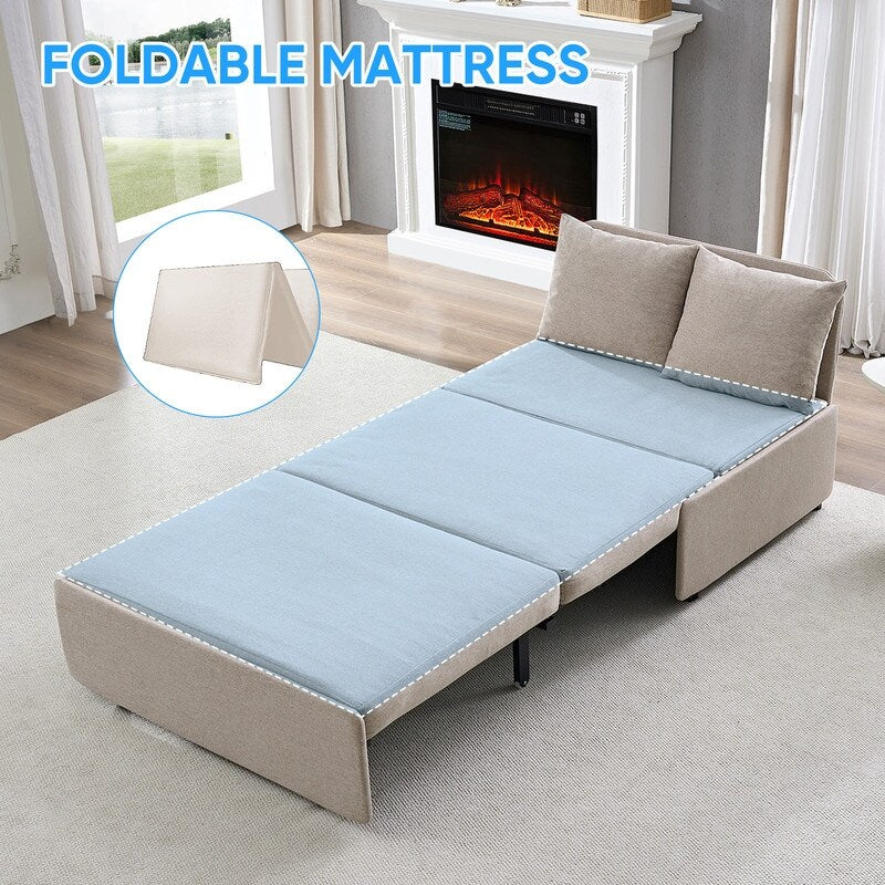 Mixoy Full/Queen Size Sofa Bed,2 in 1 Convertible Linen 1-Seater/Loveseat Sleeper Sofa Couch with Cushions