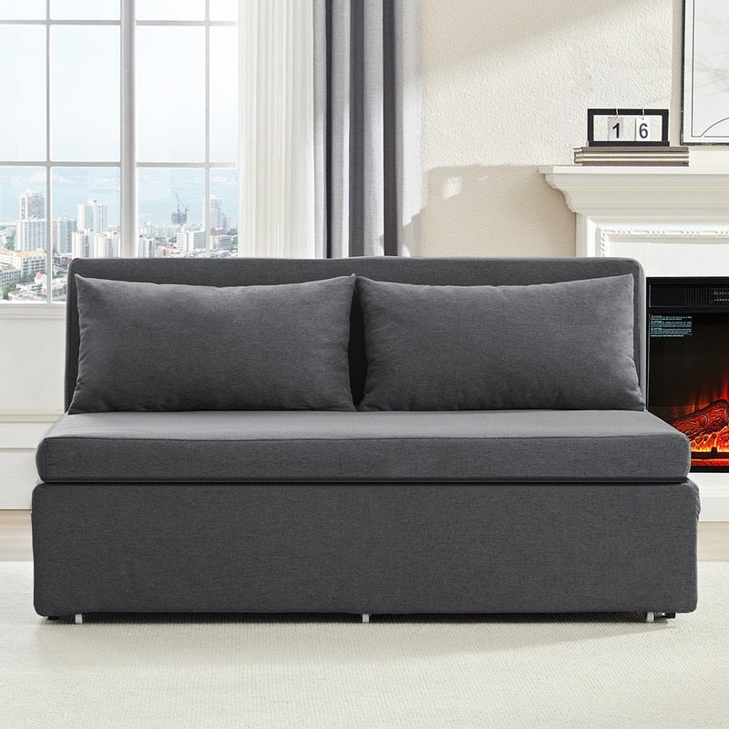 Mixoy Full/Queen Size Sofa Bed,2 in 1 Convertible Linen 1-Seater/Loveseat Sleeper Sofa Couch with Cushions