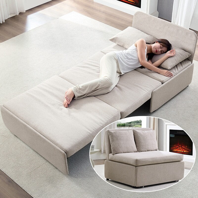 Mixoy Full/Queen Size Sofa Bed,2 in 1 Convertible Linen 1-Seater/Loveseat Sleeper Sofa Couch with Cushions