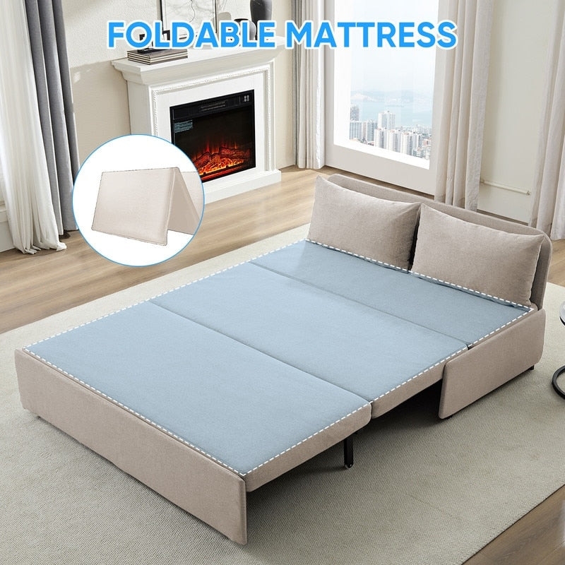 Mixoy Full/Queen Size Sofa Bed,2 in 1 Convertible Linen 1-Seater/Loveseat Sleeper Sofa Couch with Cushions