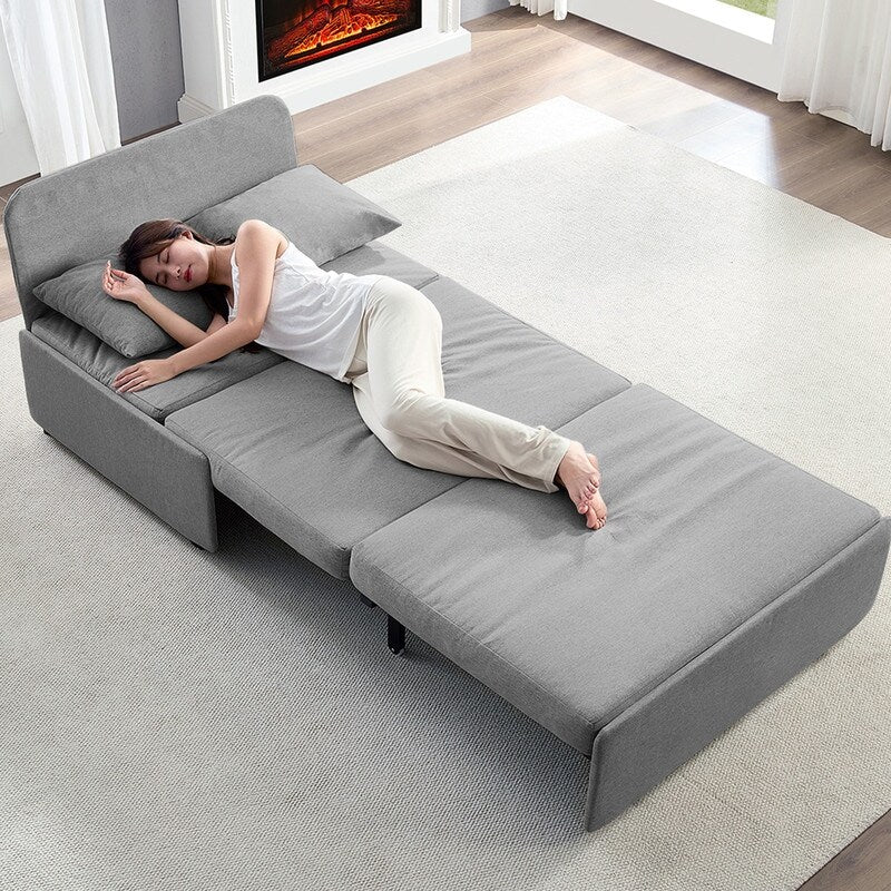 Mixoy Full/Queen Size Sofa Bed,2 in 1 Convertible Linen 1-Seater/Loveseat Sleeper Sofa Couch with Cushions