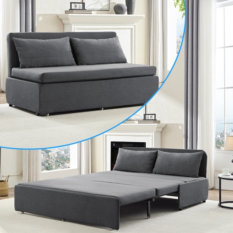 Mixoy Full/Queen Size Sofa Bed,2 in 1 Convertible Linen 1-Seater/Loveseat Sleeper Sofa Couch with Cushions
