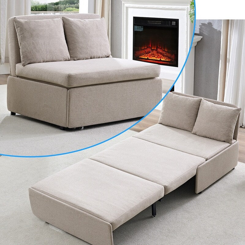 Mixoy Full/Queen Size Sofa Bed,2 in 1 Convertible Linen 1-Seater/Loveseat Sleeper Sofa Couch with Cushions
