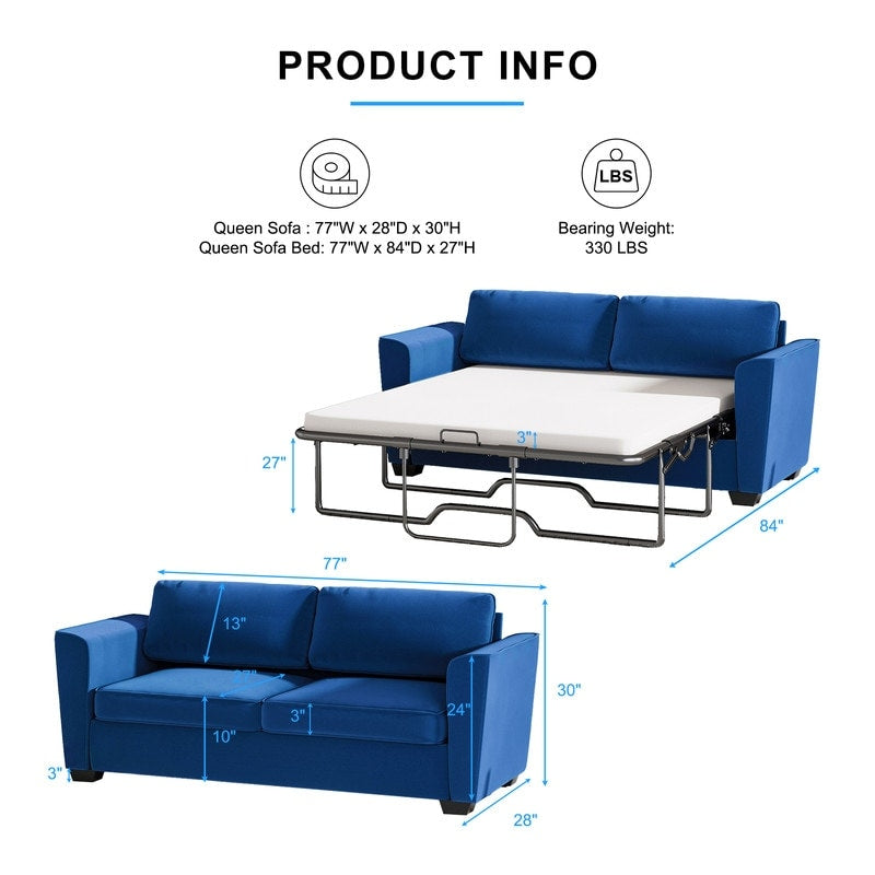Mixoy Modern Pull Out Sofa Bed,Velvet Sleeper Loveseat Couch Bed