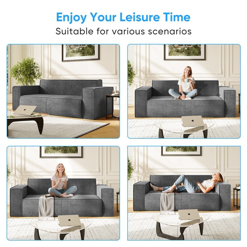 Mixoy Modern Velvet Fabric Loveseat Sofa with Legless Design&Widened Armrest,Upholstered 2-Seater Couch for Living Room