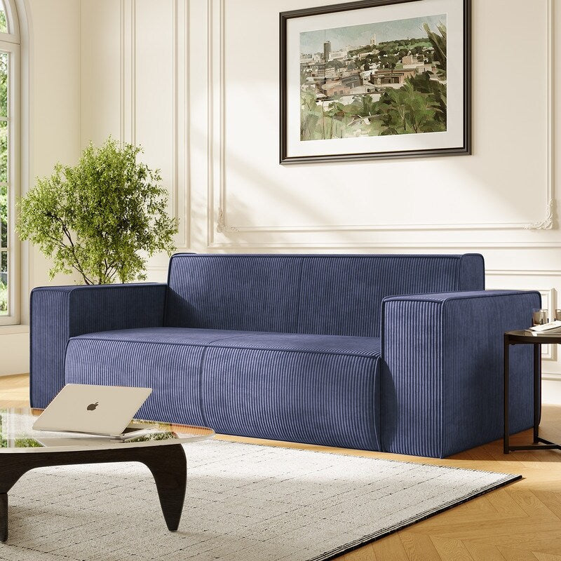 Mixoy Modern Velvet Fabric Loveseat Sofa with Legless Design&Widened Armrest,Upholstered 2-Seater Couch for Living Room