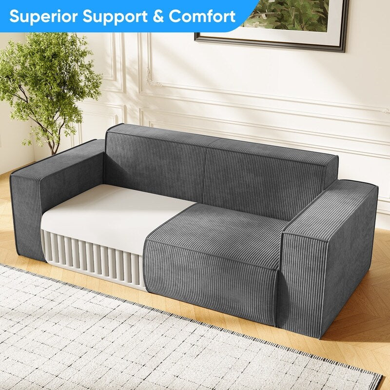 Mixoy Modern Velvet Fabric Loveseat Sofa with Legless Design&Widened Armrest,Upholstered 2-Seater Couch for Living Room