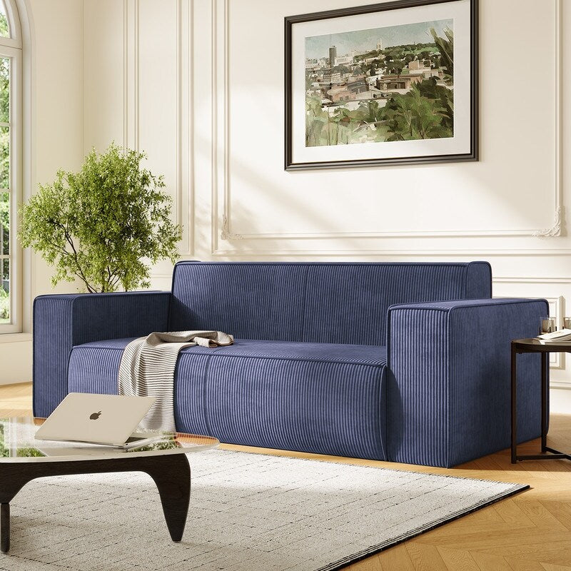 Mixoy Modern Velvet Fabric Loveseat Sofa with Legless Design&Widened Armrest,Upholstered 2-Seater Couch for Living Room