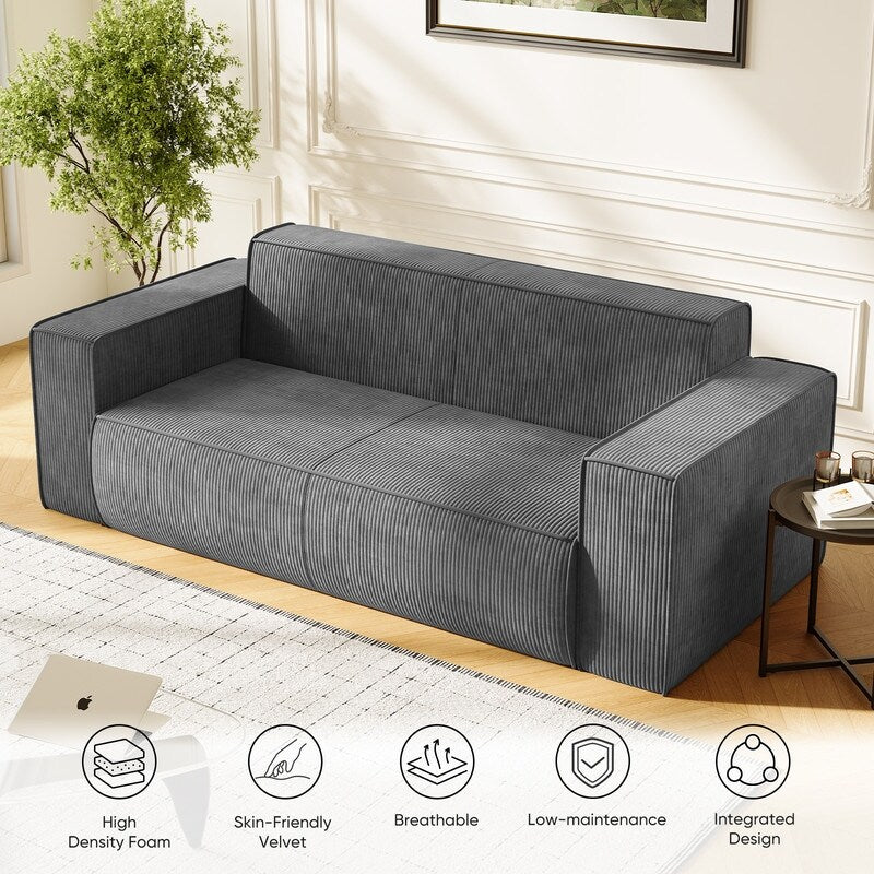 Mixoy Modern Velvet Fabric Loveseat Sofa with Legless Design&Widened Armrest,Upholstered 2-Seater Couch for Living Room