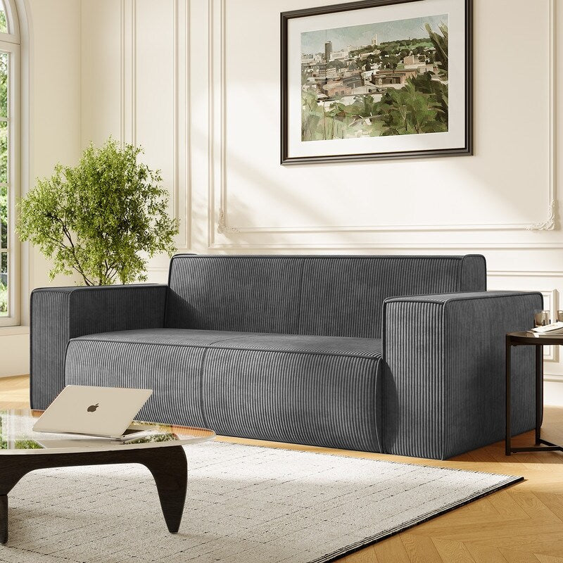 Mixoy Modern Velvet Fabric Loveseat Sofa with Legless Design&Widened Armrest,Upholstered 2-Seater Couch for Living Room