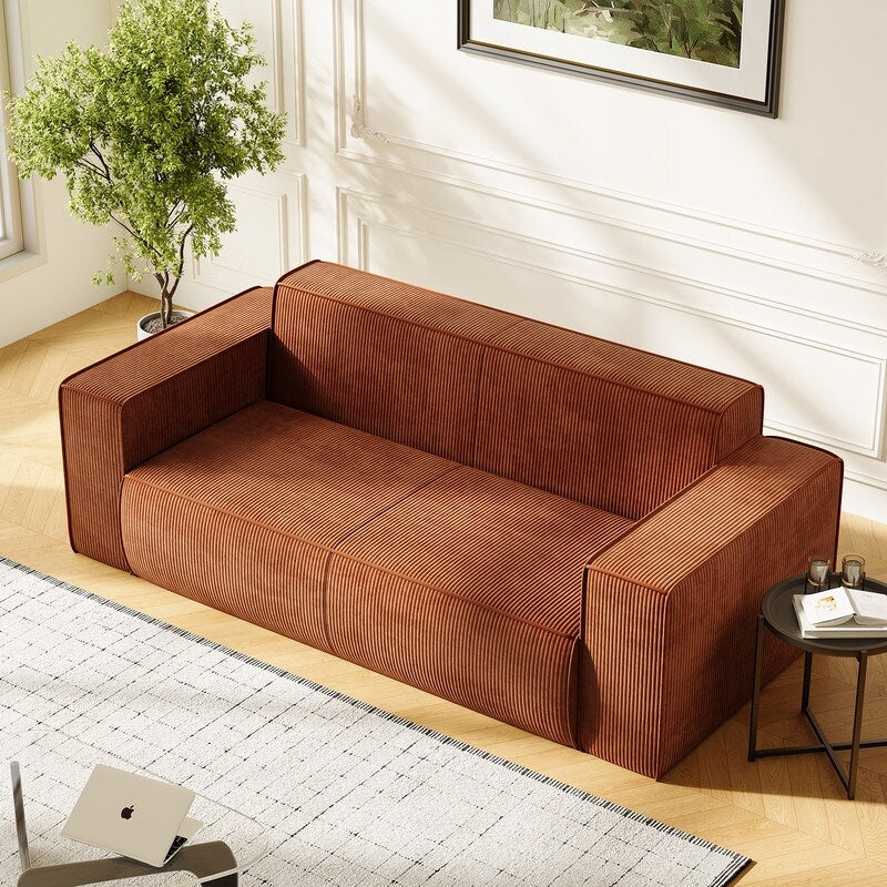 Mixoy Modern Velvet Fabric Loveseat Sofa with Legless Design&Widened Armrest,Upholstered 2-Seater Couch for Living Room