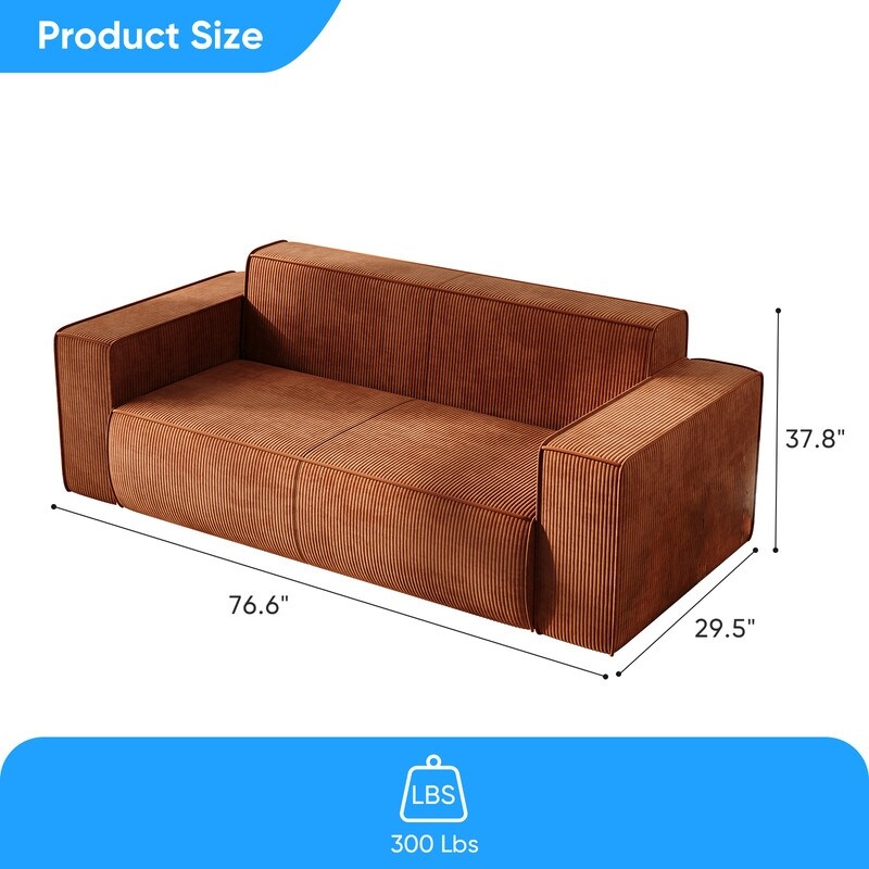 Mixoy Modern Velvet Fabric Loveseat Sofa with Legless Design&Widened Armrest,Upholstered 2-Seater Couch for Living Room