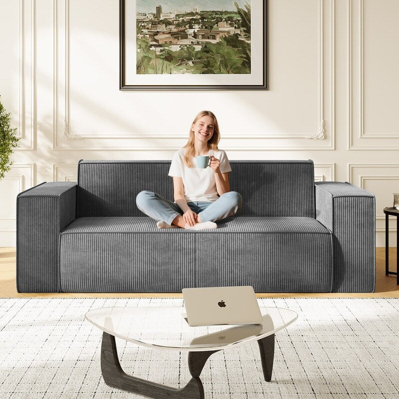 Mixoy Modern Velvet Fabric Loveseat Sofa with Legless Design&Widened Armrest,Upholstered 2-Seater Couch for Living Room