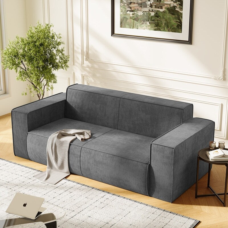 Mixoy Modern Velvet Fabric Loveseat Sofa with Legless Design&Widened Armrest,Upholstered 2-Seater Couch for Living Room