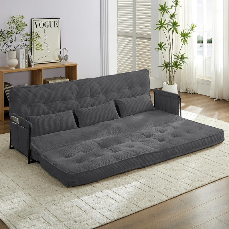 Mixoy Muti-Functional Folding Futon Sofa Bed Floor Sofa Bedï¼?-Seater Lazy Sofa with Pillows,6 Position Adjustable Backrest
