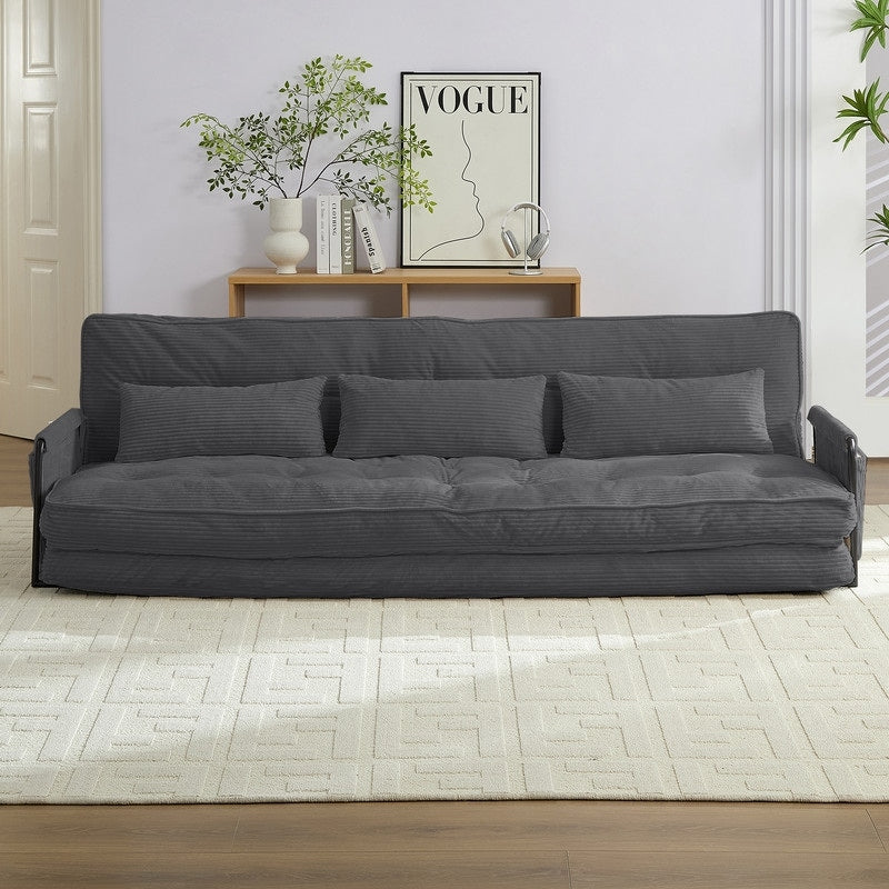 Mixoy Muti-Functional Folding Futon Sofa Bed Floor Sofa Bedï¼?-Seater Lazy Sofa with Pillows,6 Position Adjustable Backrest