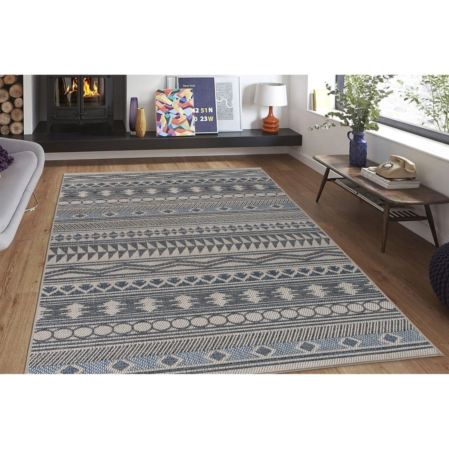 World Rug Gallery Moderner Bohemian Global Teppich für drinnen und draußen