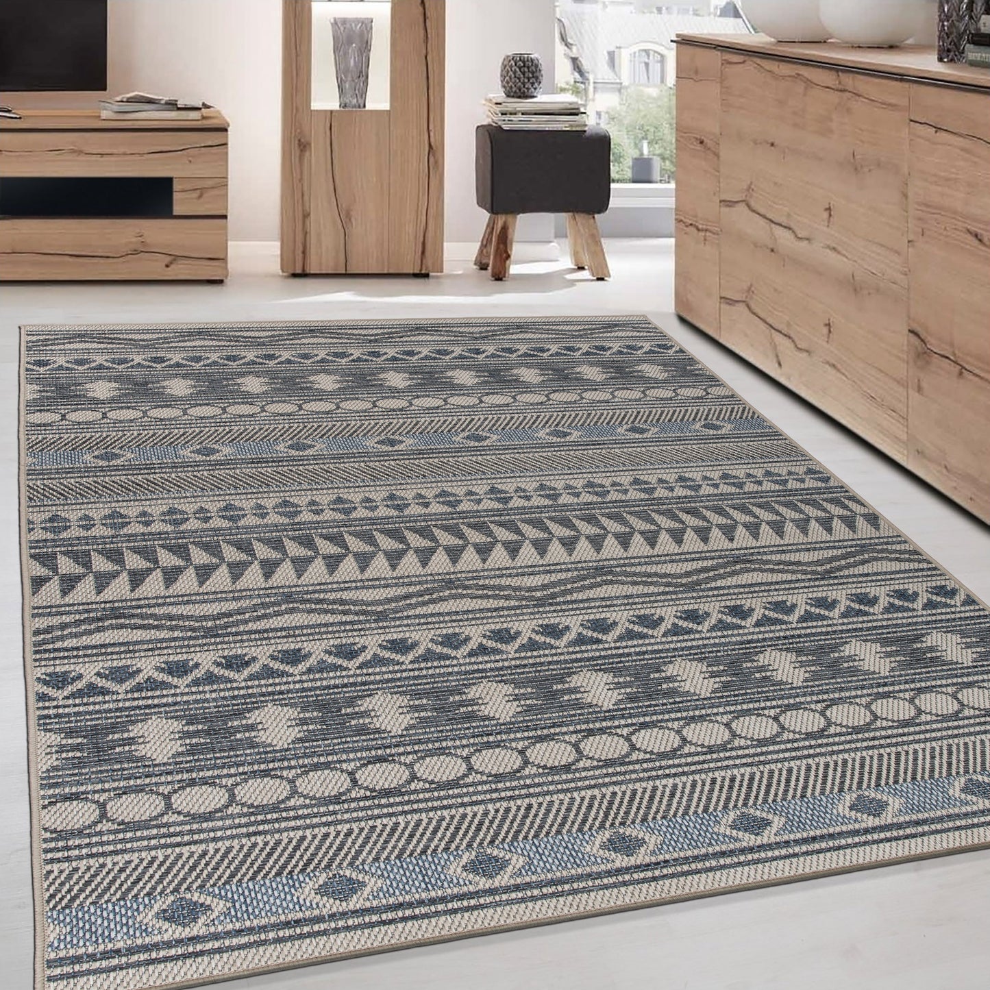 World Rug Gallery Moderner Bohemian Global Teppich für drinnen und draußen