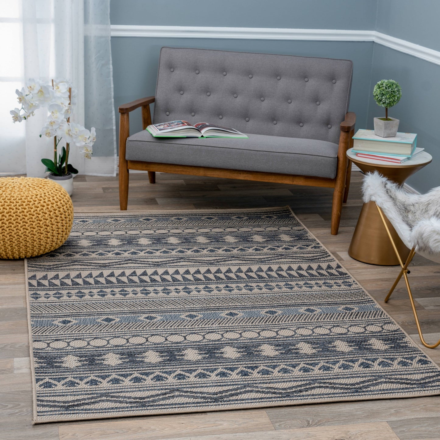 World Rug Gallery Moderner Bohemian Global Teppich für drinnen und draußen