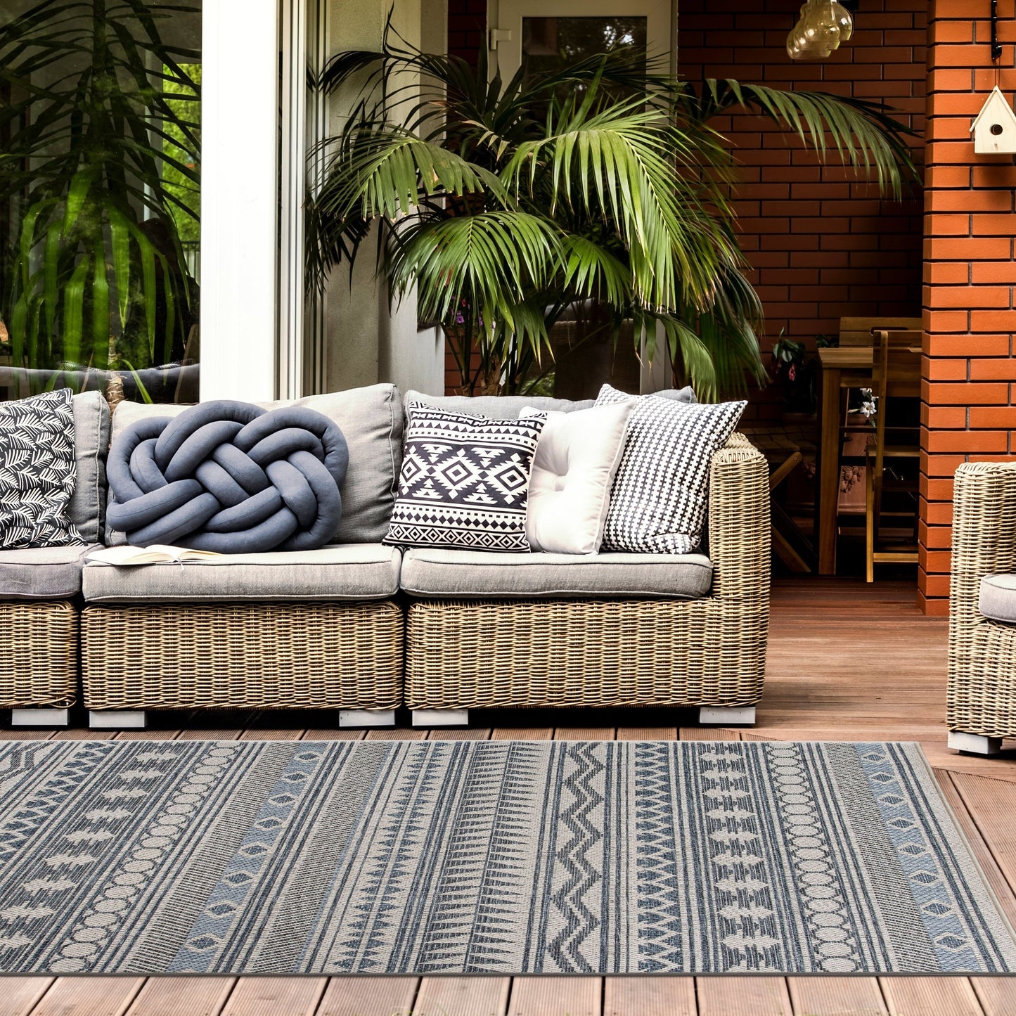 World Rug Gallery Moderner Bohemian Global Teppich für drinnen und draußen