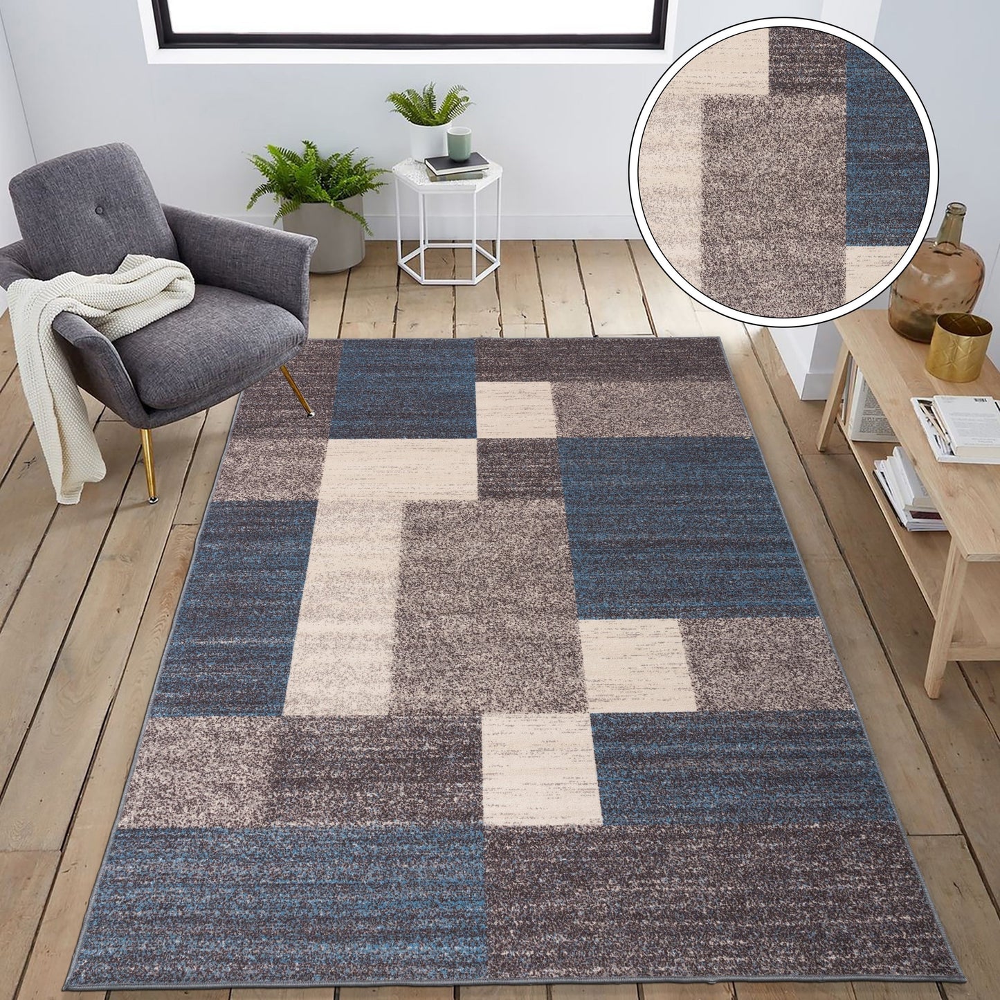 World Rug Gallery Rutschfester Teppich im modernen Boxen-Design
