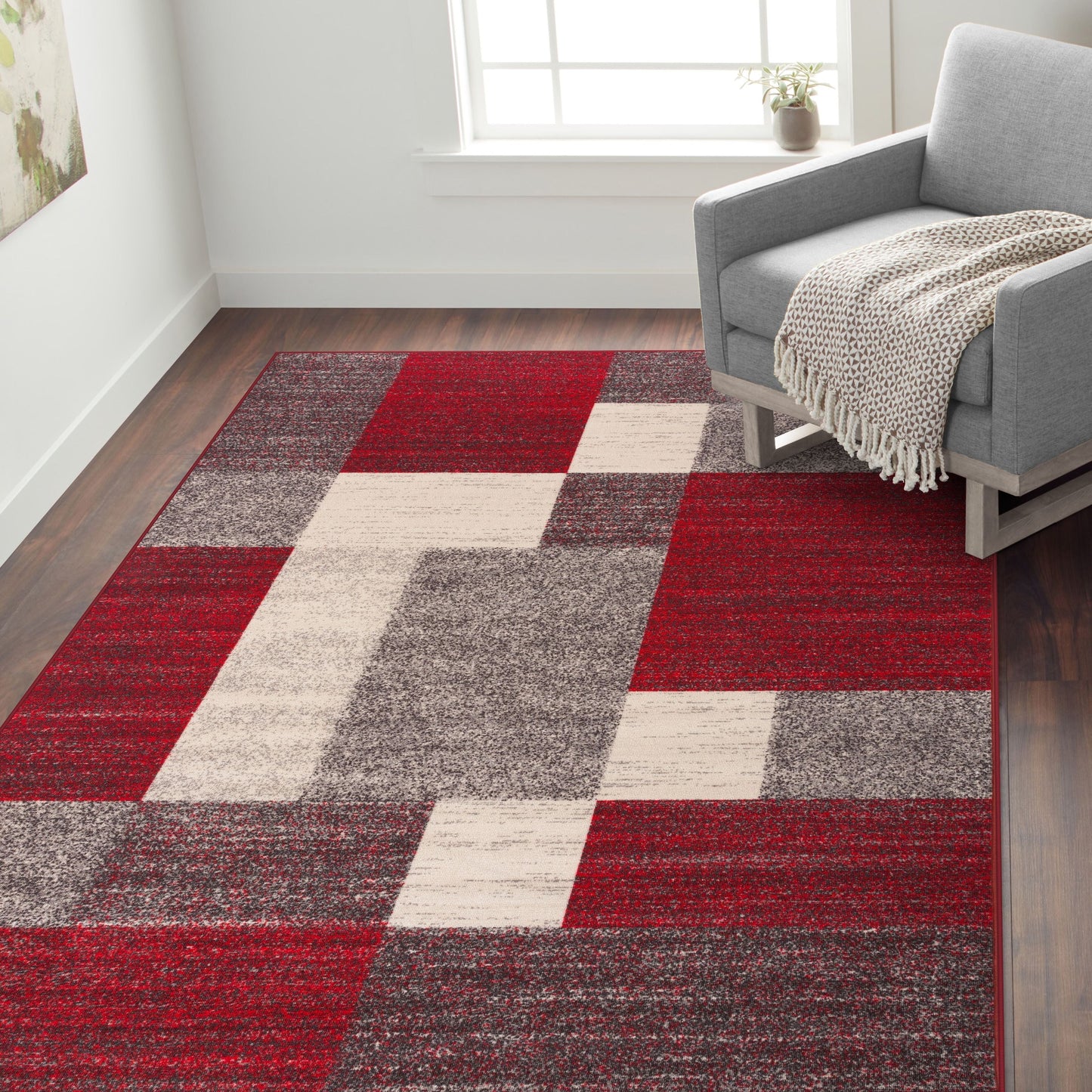 World Rug Gallery Rutschfester Teppich im modernen Boxen-Design