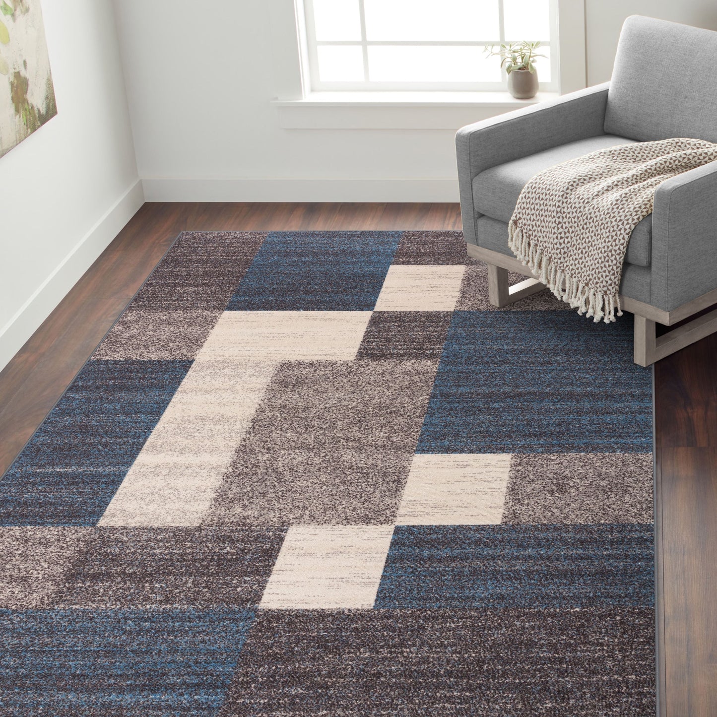 World Rug Gallery Rutschfester Teppich im modernen Boxen-Design