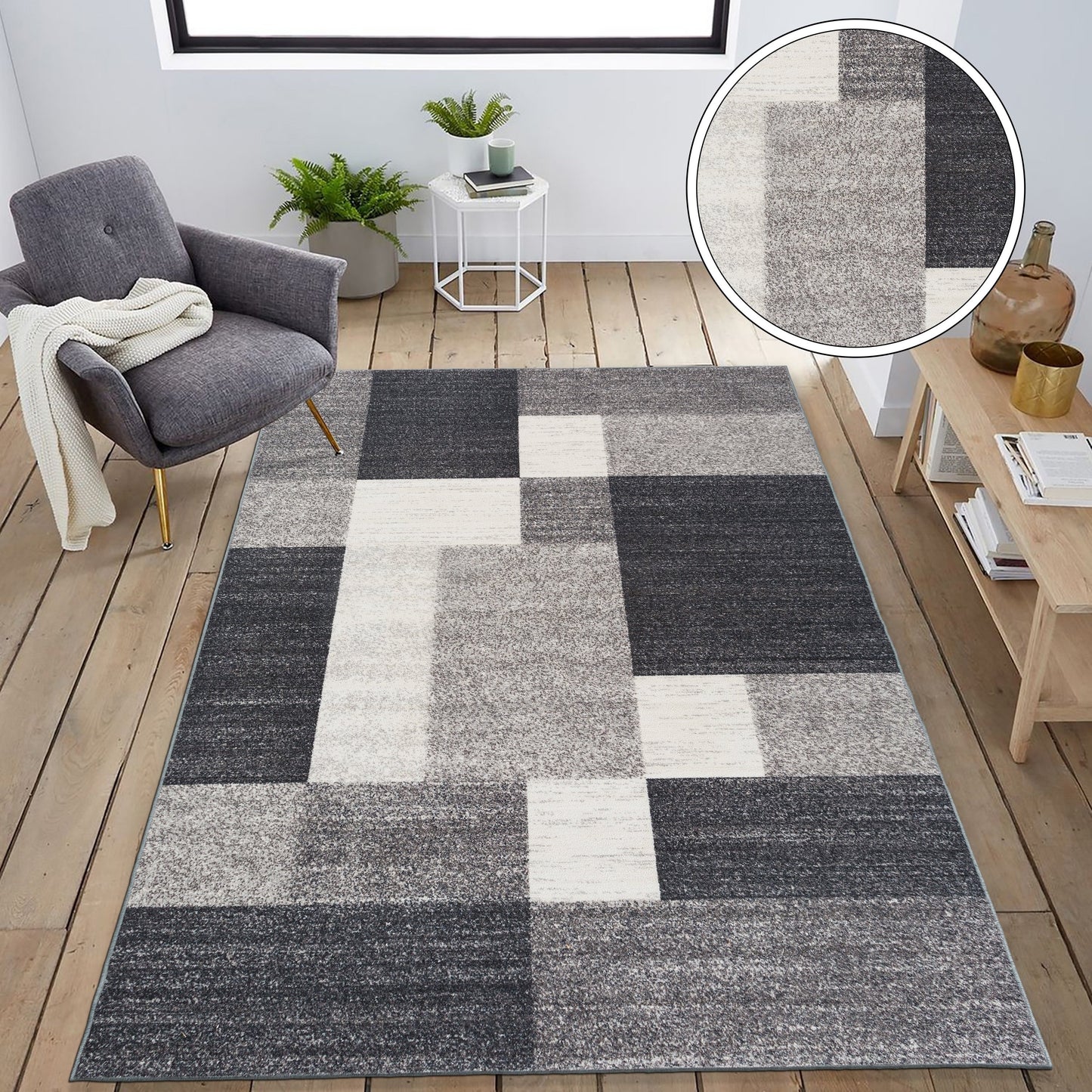 World Rug Gallery Rutschfester Teppich im modernen Boxen-Design