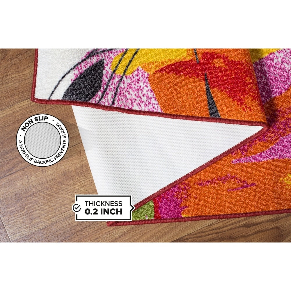 World Rug Gallery Moderner, rutschfester Teppich mit leuchtenden Blumen, mehrfarbig