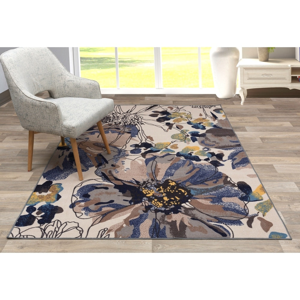 World Rug Gallery Moderner, rutschfester Teppich mit leuchtenden Blumen, mehrfarbig