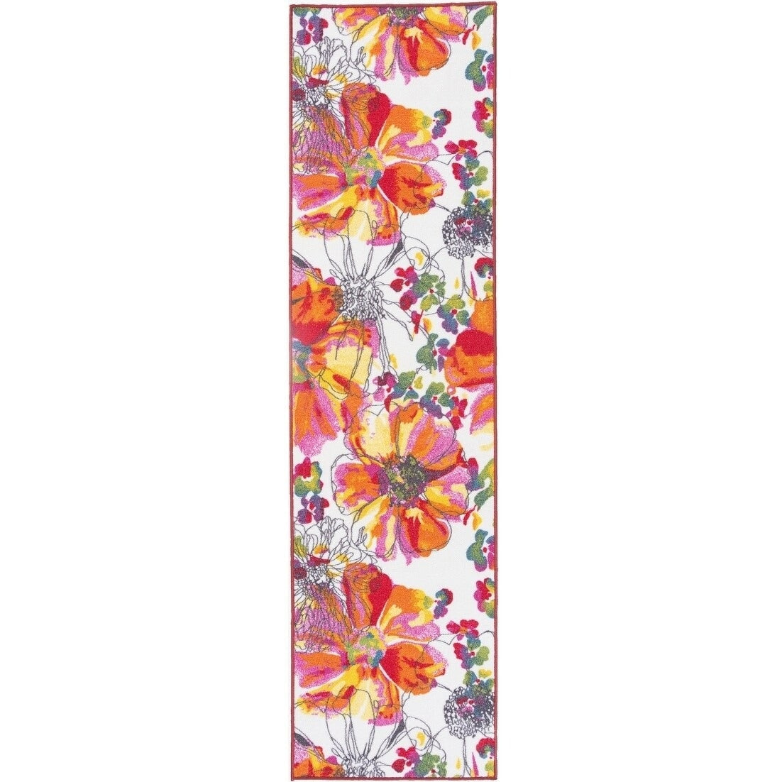World Rug Gallery Moderner, rutschfester Teppich mit leuchtenden Blumen, mehrfarbig