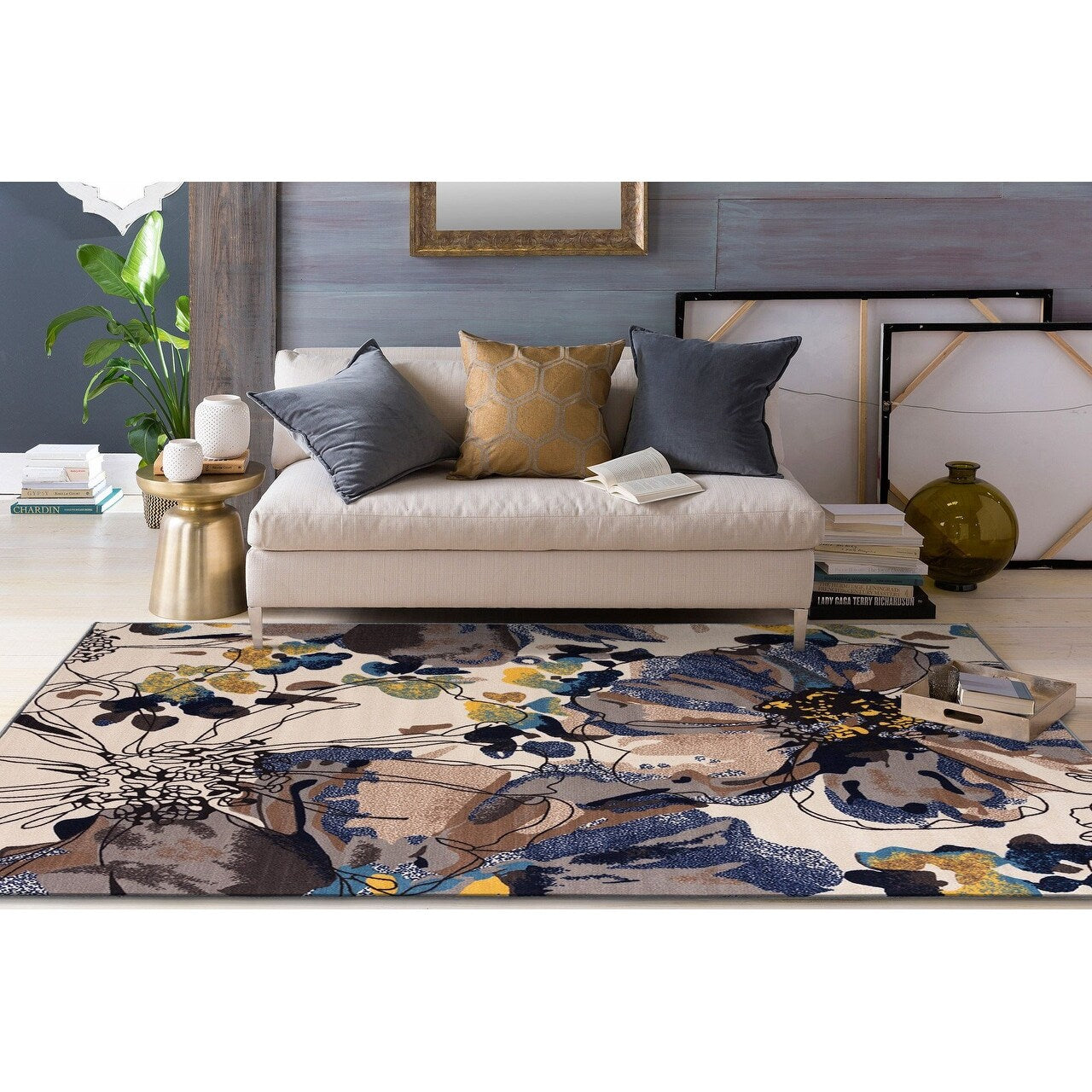 World Rug Gallery Moderner, rutschfester Teppich mit leuchtenden Blumen, mehrfarbig