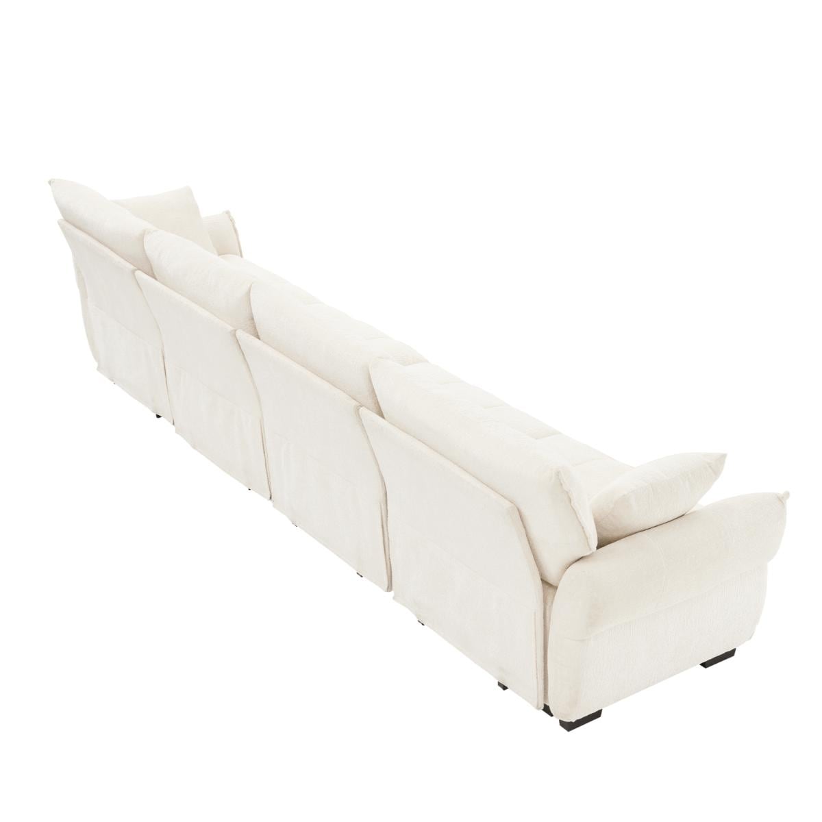 Modern Chenille Sofa, Solid Wood Frame with High Elasticity Cushion