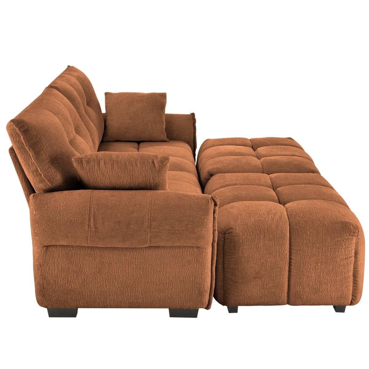 Modern Chenille Sofa, Solid Wood Frame with High Elasticity Cushion