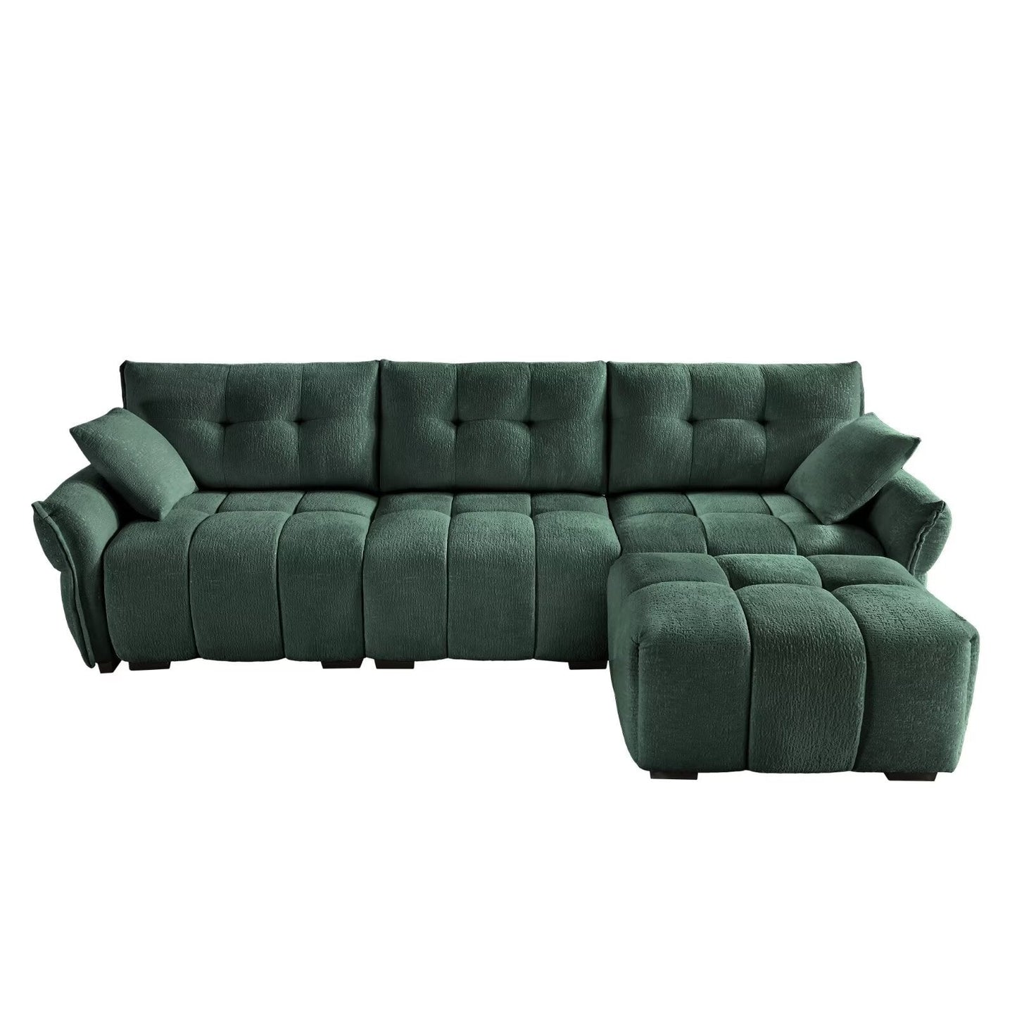 Modern Chenille Sofa, Solid Wood Frame with High Elasticity Cushion