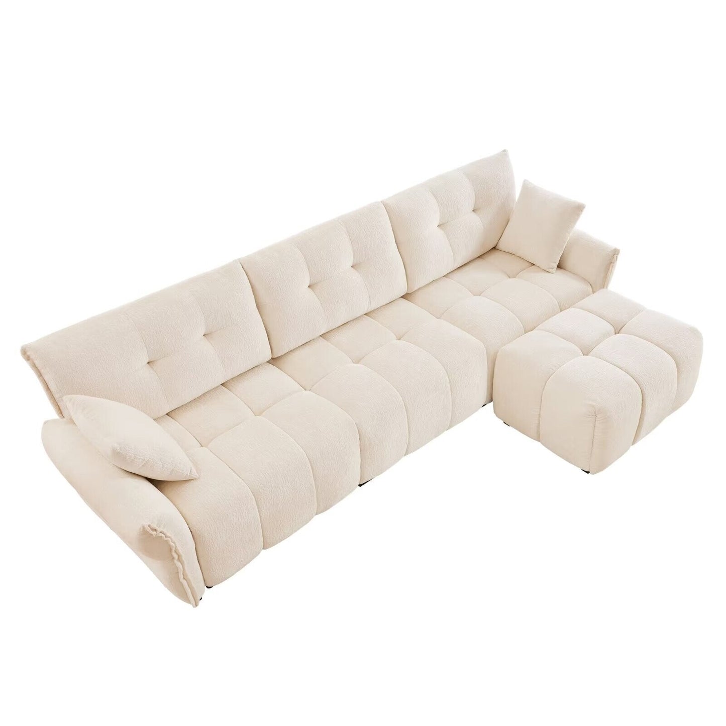 Modern Chenille Sofa, Solid Wood Frame with High Elasticity Cushion