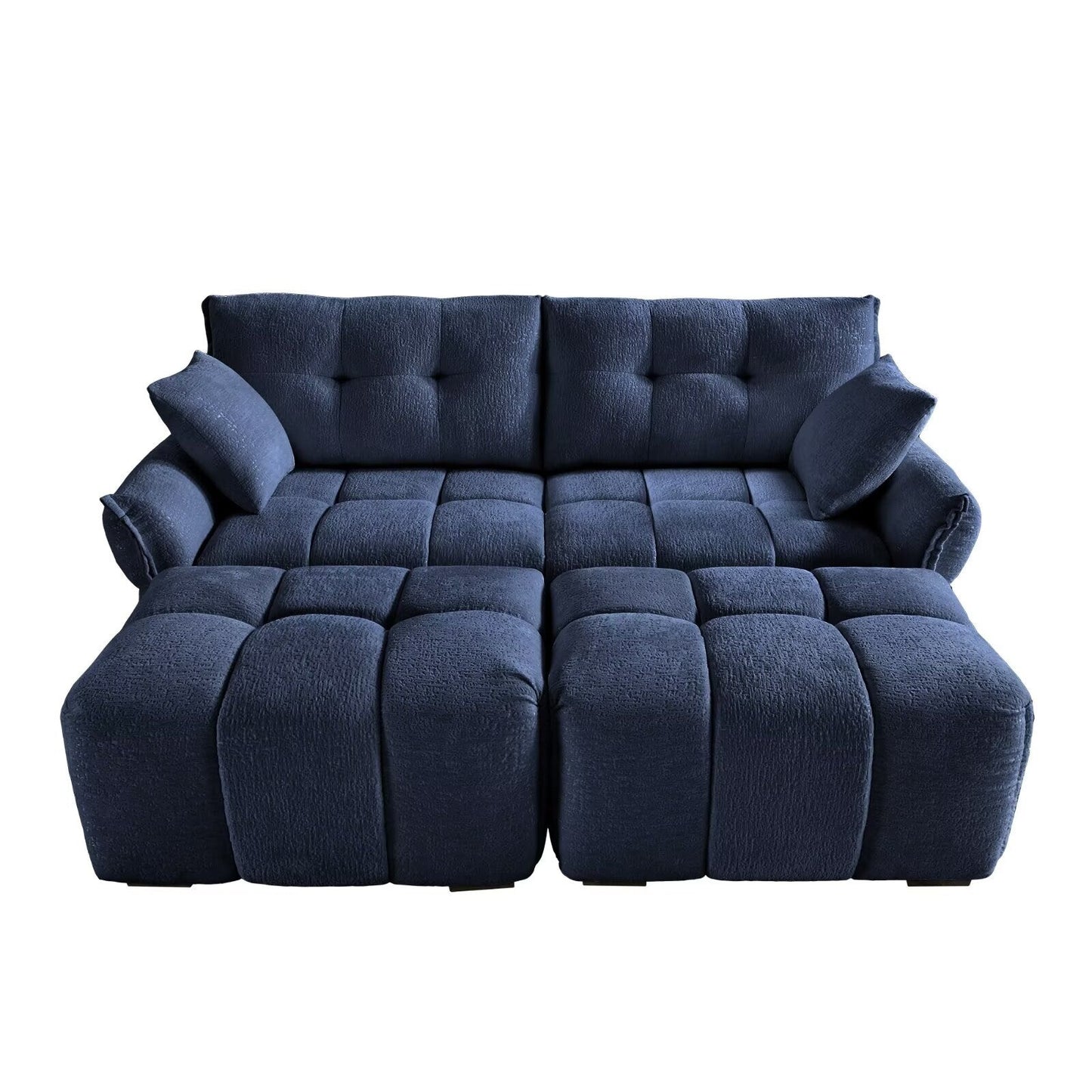 Modern Chenille Sofa, Solid Wood Frame with High Elasticity Cushion