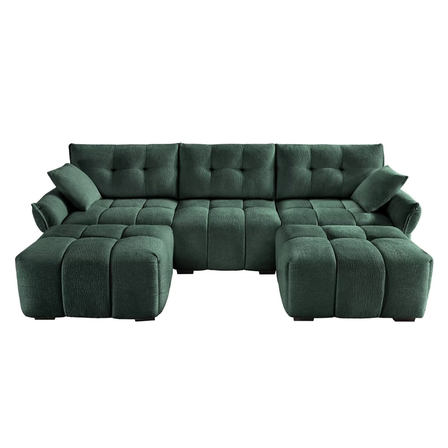 Modern Chenille Sofa, Solid Wood Frame with High Elasticity Cushion