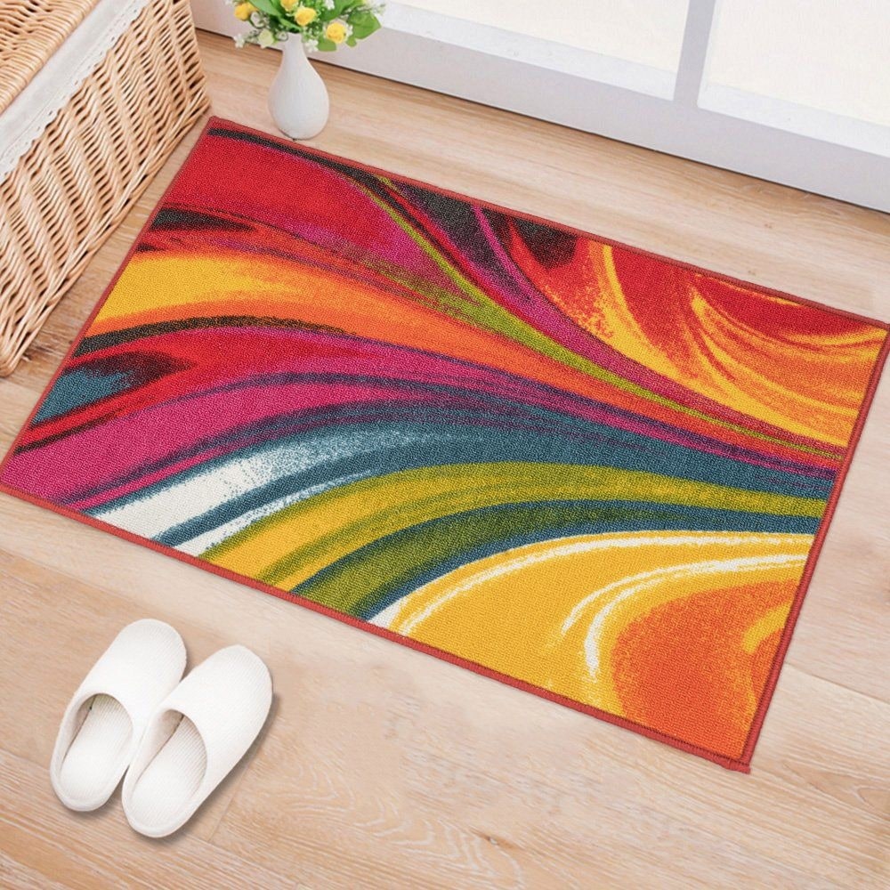 World Rug Gallery Moderner, zeitgenössischer, mehrfarbiger, rutschfester Teppich mit Wellenmuster