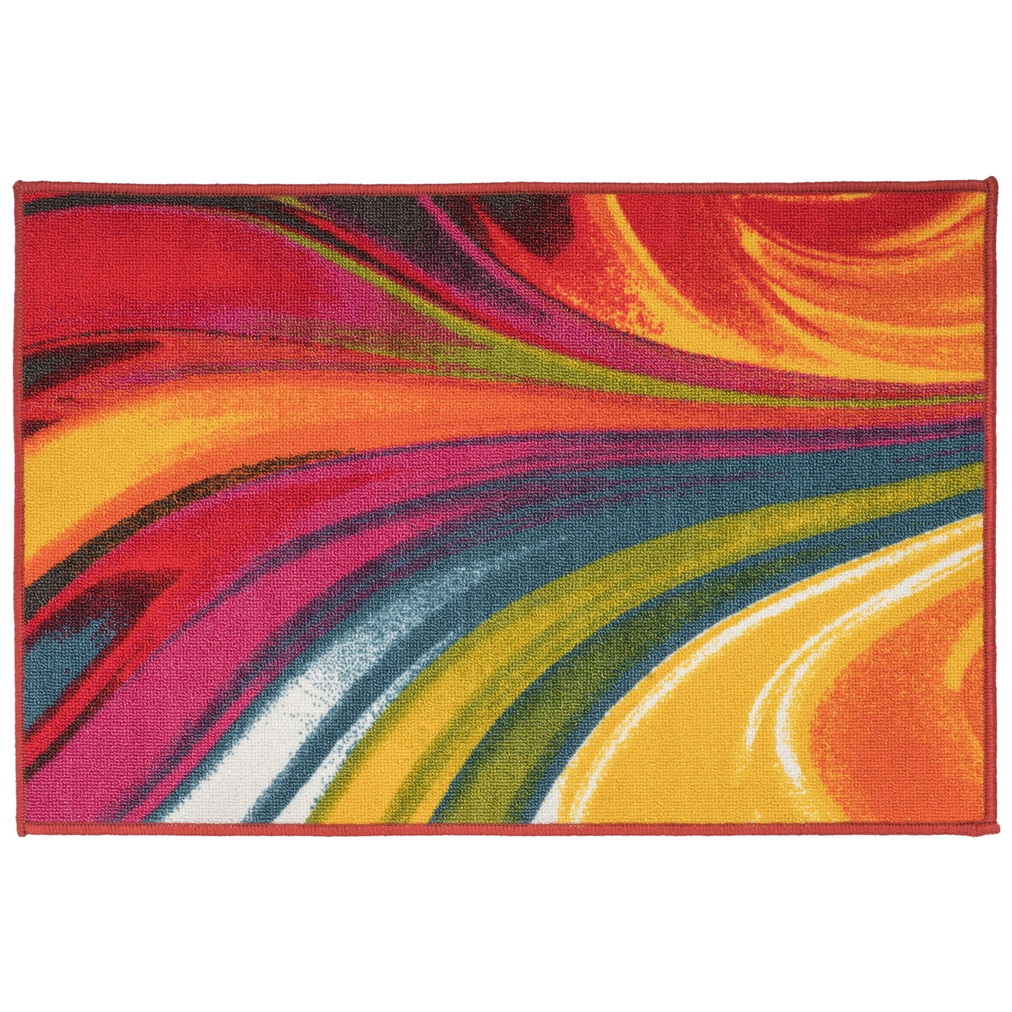 World Rug Gallery Moderner, zeitgenössischer, mehrfarbiger, rutschfester Teppich mit Wellenmuster