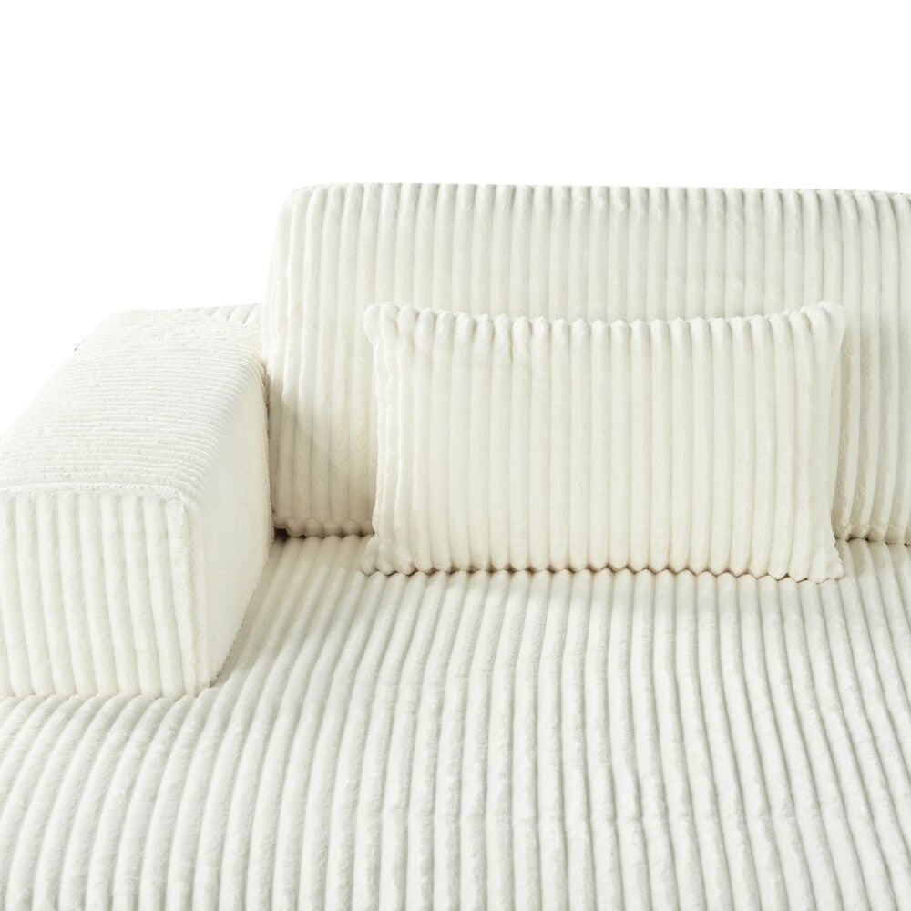 Modern Corduroy Sleeper Double Sofa Bed with 2 Pillows for Living Room