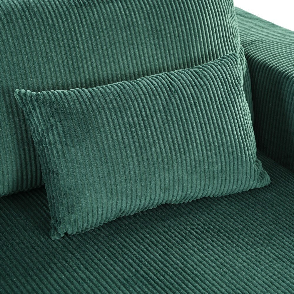 Modern Corduroy Sleeper Double Sofa Bed with 2 Pillows for Living Room