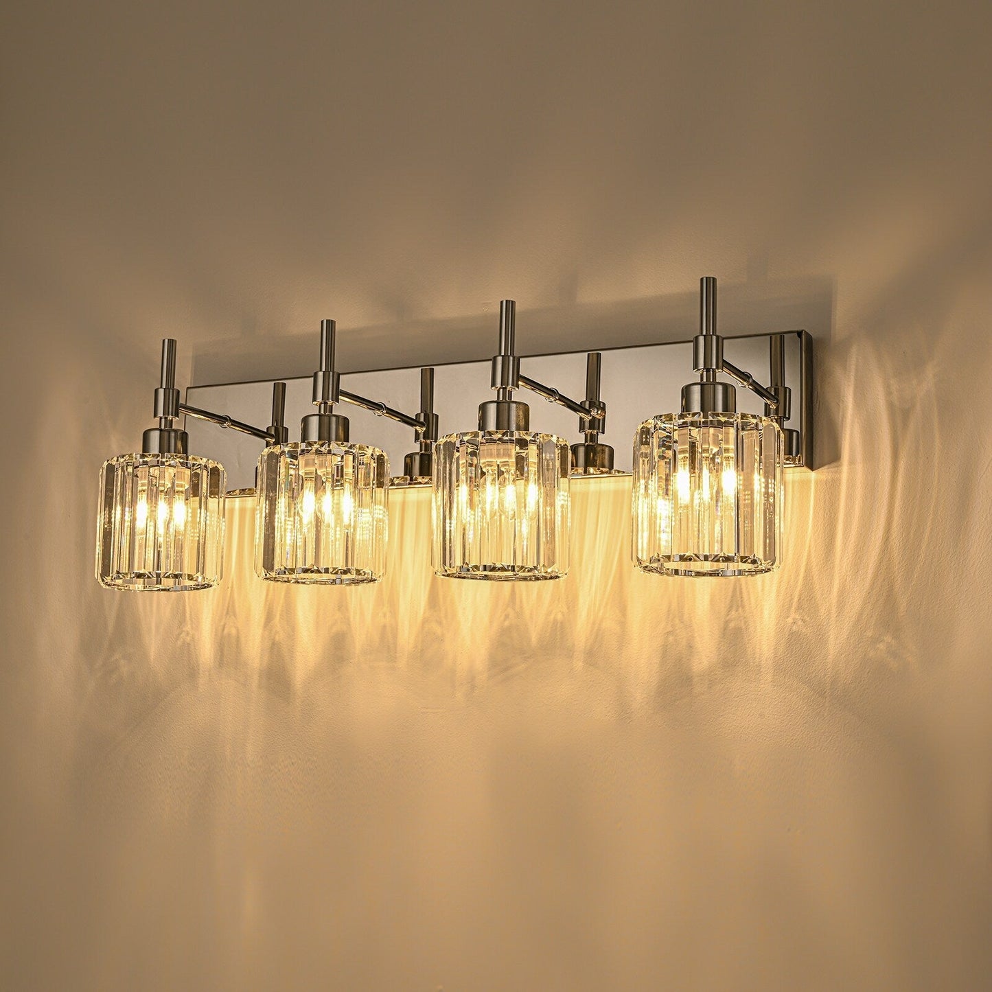 Moderne dimmbare Kristall-Badezimmer-Wandleuchten mit Waschtischleuchten und Kristallschirmen
