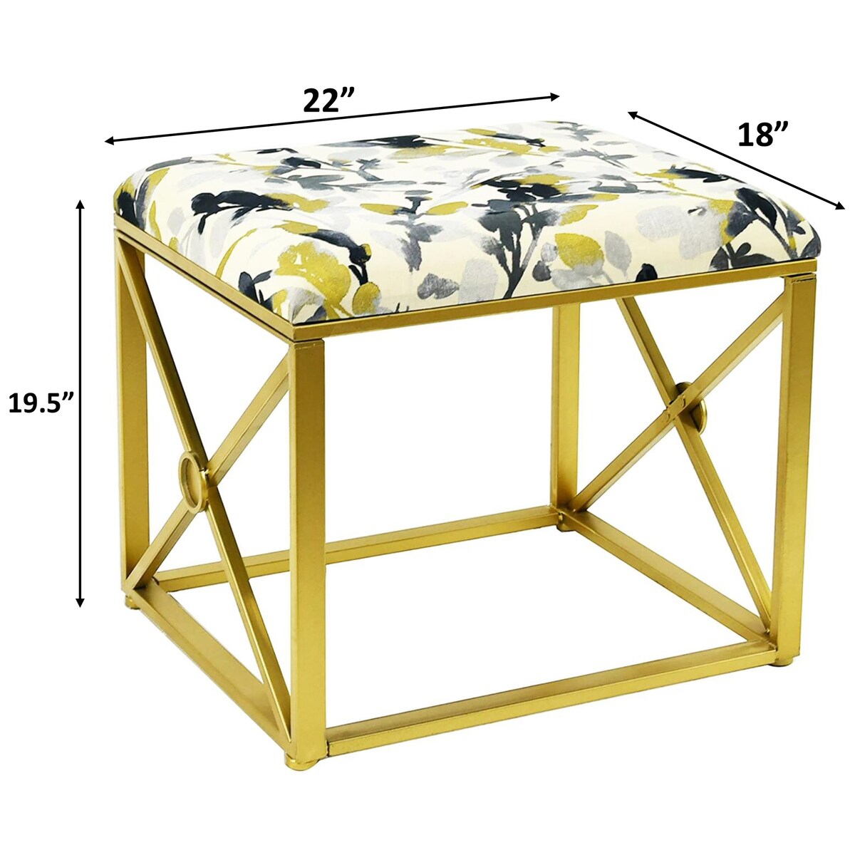 Modern Fabric Upholstered Ottoman with Foam Padding, 22 Wide