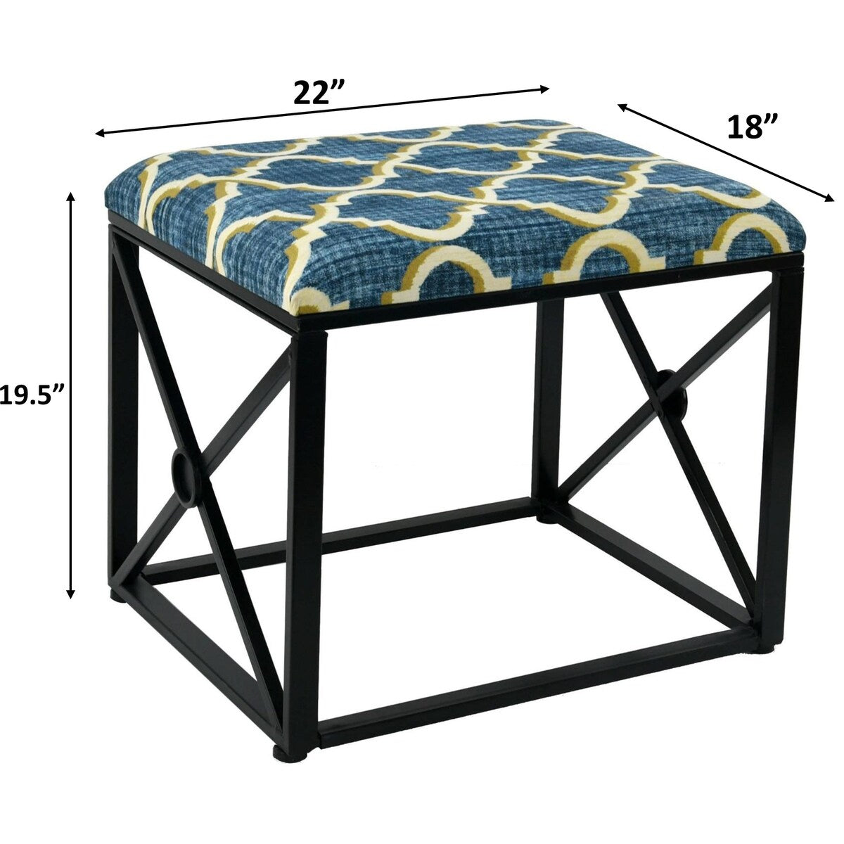 Modern Fabric Upholstered Ottoman with Foam Padding, 22 Wide