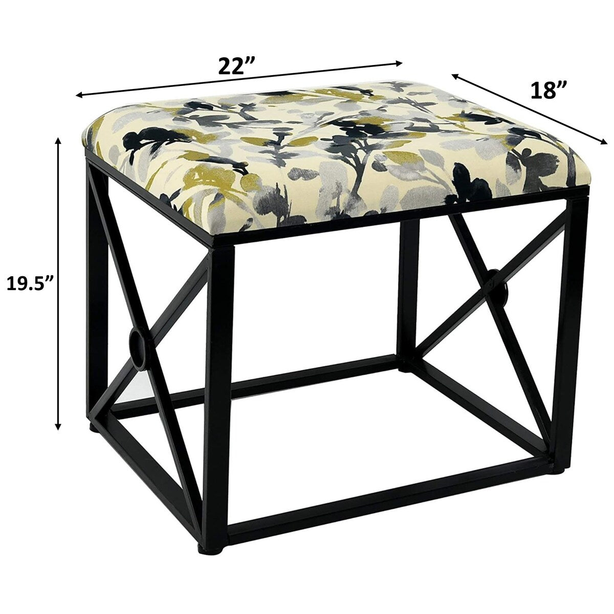Modern Fabric Upholstered Ottoman with Foam Padding, 22 Wide
