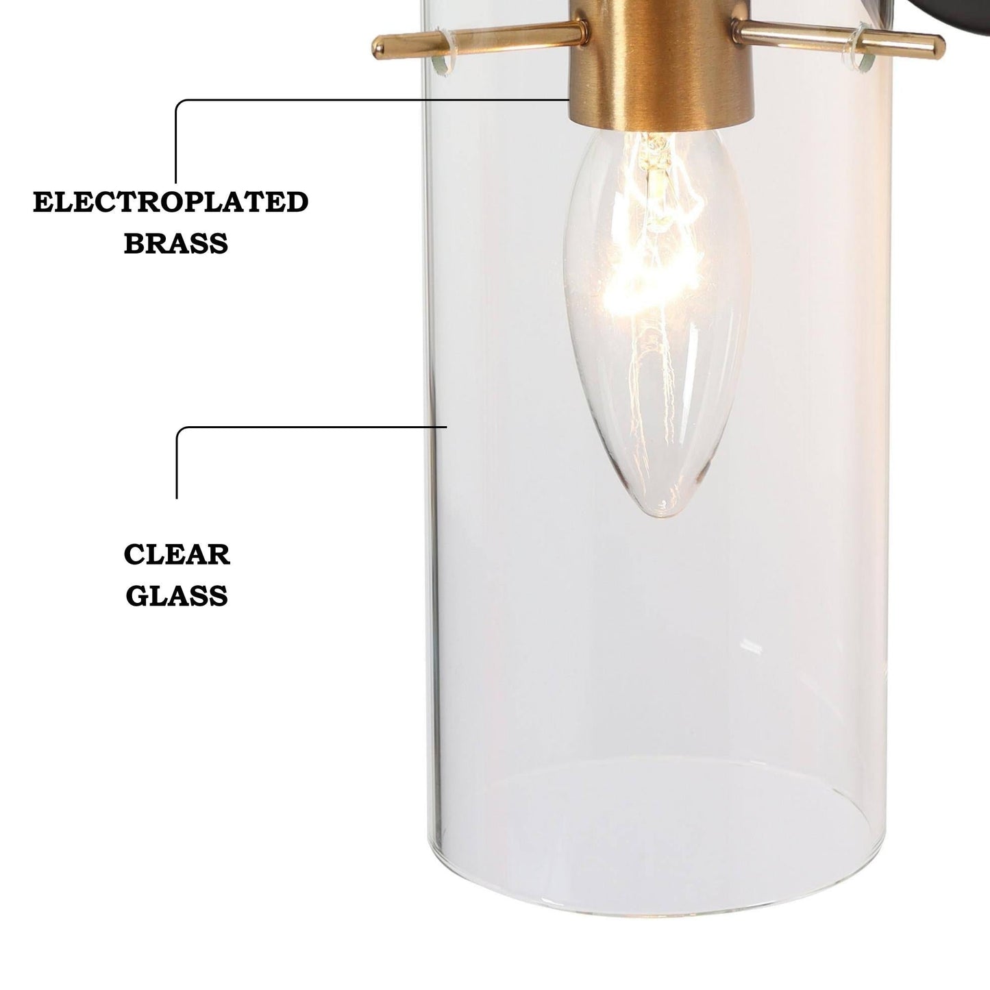 Moderne Bauernhaus-Wandleuchte mit 1 Licht, Schwarzgold, mit Glasschirm